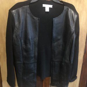 Pursuits Ltd. Women's Black Leather Small Ribbed Sweater Jacket Size M  New